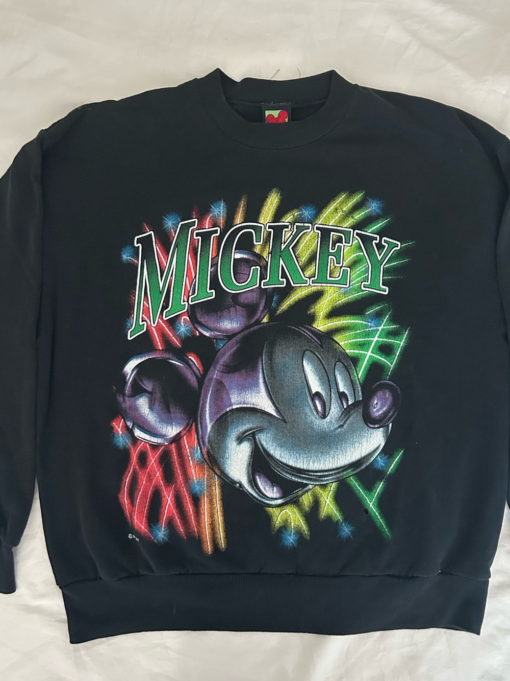 Vintage Disney Mickey Black Graphic Sweatshirt- Large